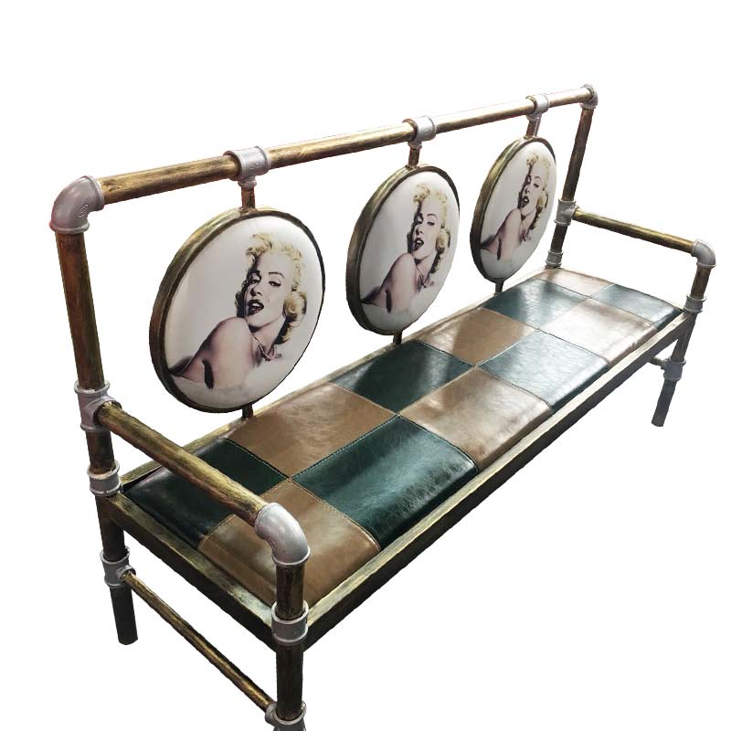食之秀软包好莱坞太阳椅 做旧仿铜管椅 烧烤餐椅定制 欧美风格桌椅支持定做各种尺寸